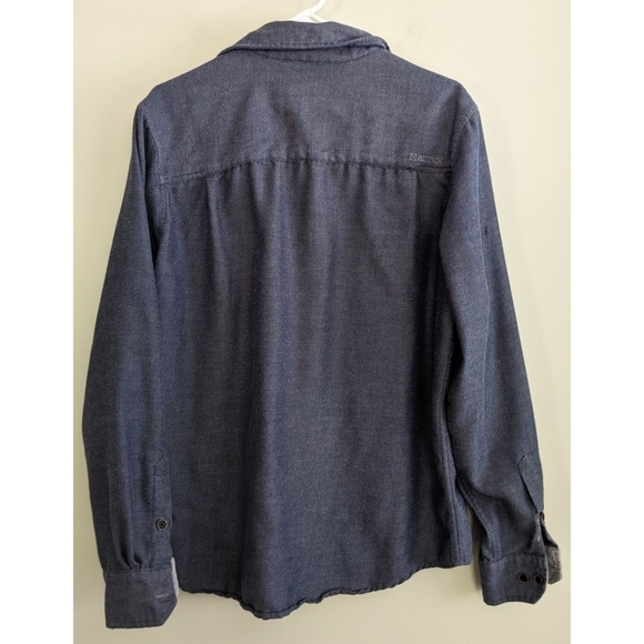 Marmot Blue Cotton Poly Blend Long Sleeve Button Up Size Medium - Picture 2 of 5